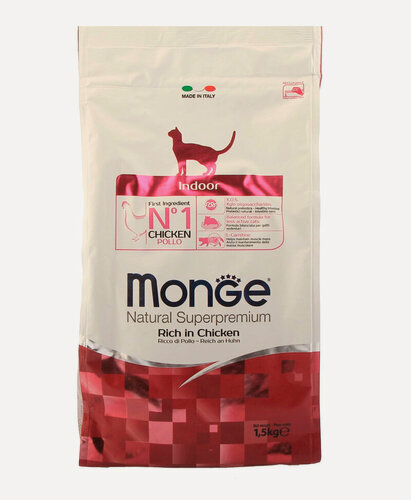Изображение товара Monge Cat Indoor корм для домашних кошек 1,5 кг