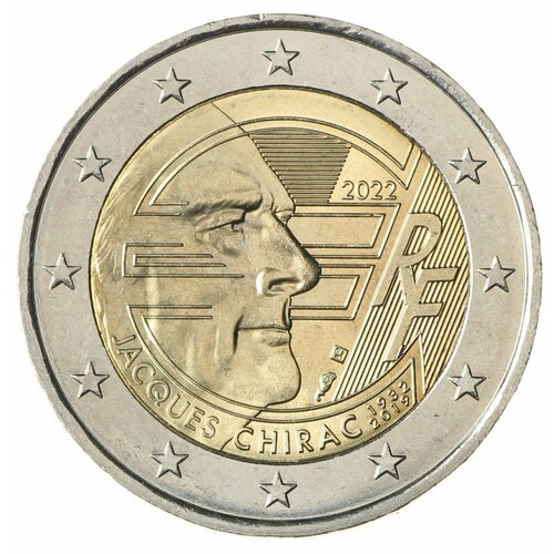 Франция 2 евро 2022 Жак Ширак 10 евро 2020 год франция жак ширак серебро brunc в буклете в запайке