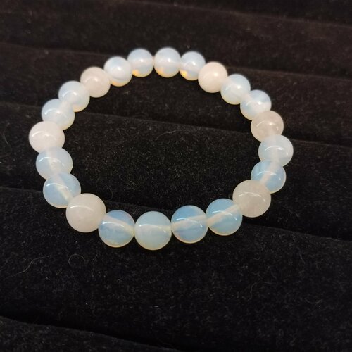 фото Браслет, лунный камень, кварц, размер 17 см, диаметр 5.2 см, бесцветный, белый уральские камни