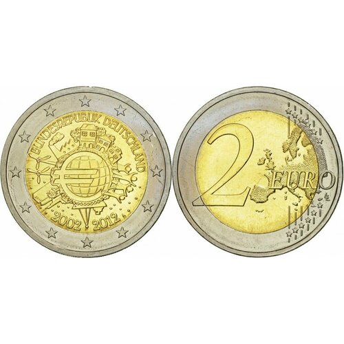 Германия 2 евро, 2012 10 лет наличными UNC словакия 2 евро 2012 г 10 лет евро