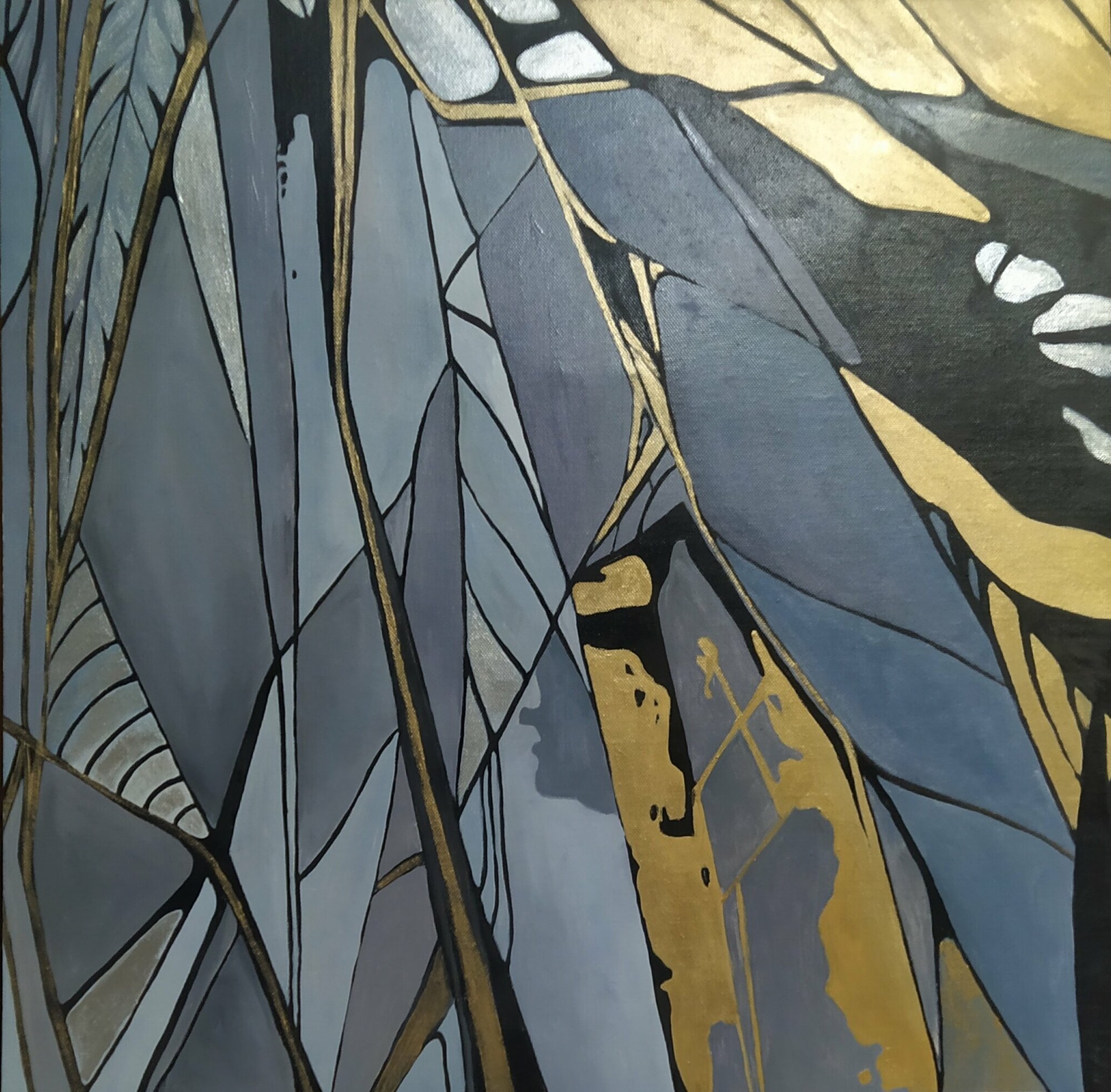 Интерьерная картина "Перья", абстракция, картина маслом, холст 58*58 см, ручная работа, Соснина Татьяна.