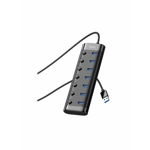 USB Хаб на 7 портов USB 2.0 без драйверов 1.2м черный