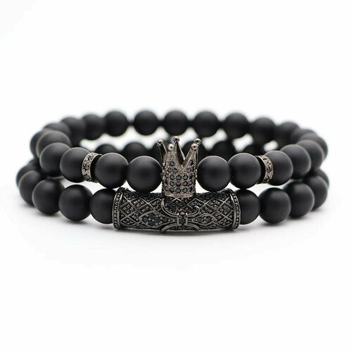 фото Браслет azimut c.o. jewelry and accessories, циркон, 2 шт., размер 16 см, размер one size, черный