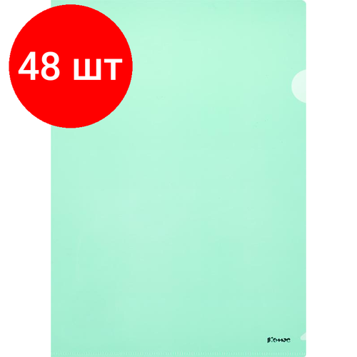 Комплект 48 штук, Папка уголок Комус А4 180мкм (зеленый) папка уголок inформат а4 180мкм пластик зеленый