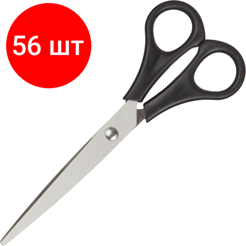 Комплект 56 штук, Ножницы Attache Economy 160 мм с пластик симметричными ручками, черный