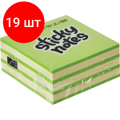 Комплект 19 штук, Стикеры Attache Selection миникуб 51х51, зеленый 250 л стикеры attache selection миникуб 51х51 зеленый 250 л