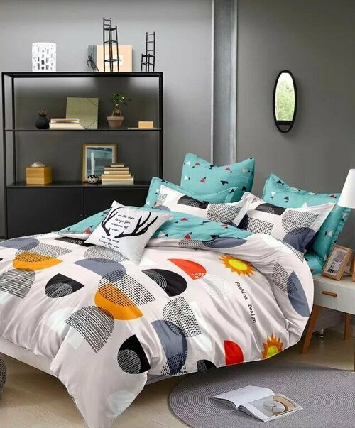 Комплект постельного белья Поплин Элис Текстиль Цветная абстракция, 1,5-спальный, рис. 1252
