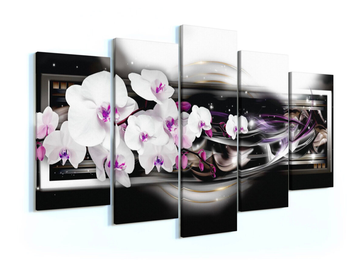 Модульная картина «Орхидеи» 140х80 / Модульные картины на стену / Интерьерные картины на стену