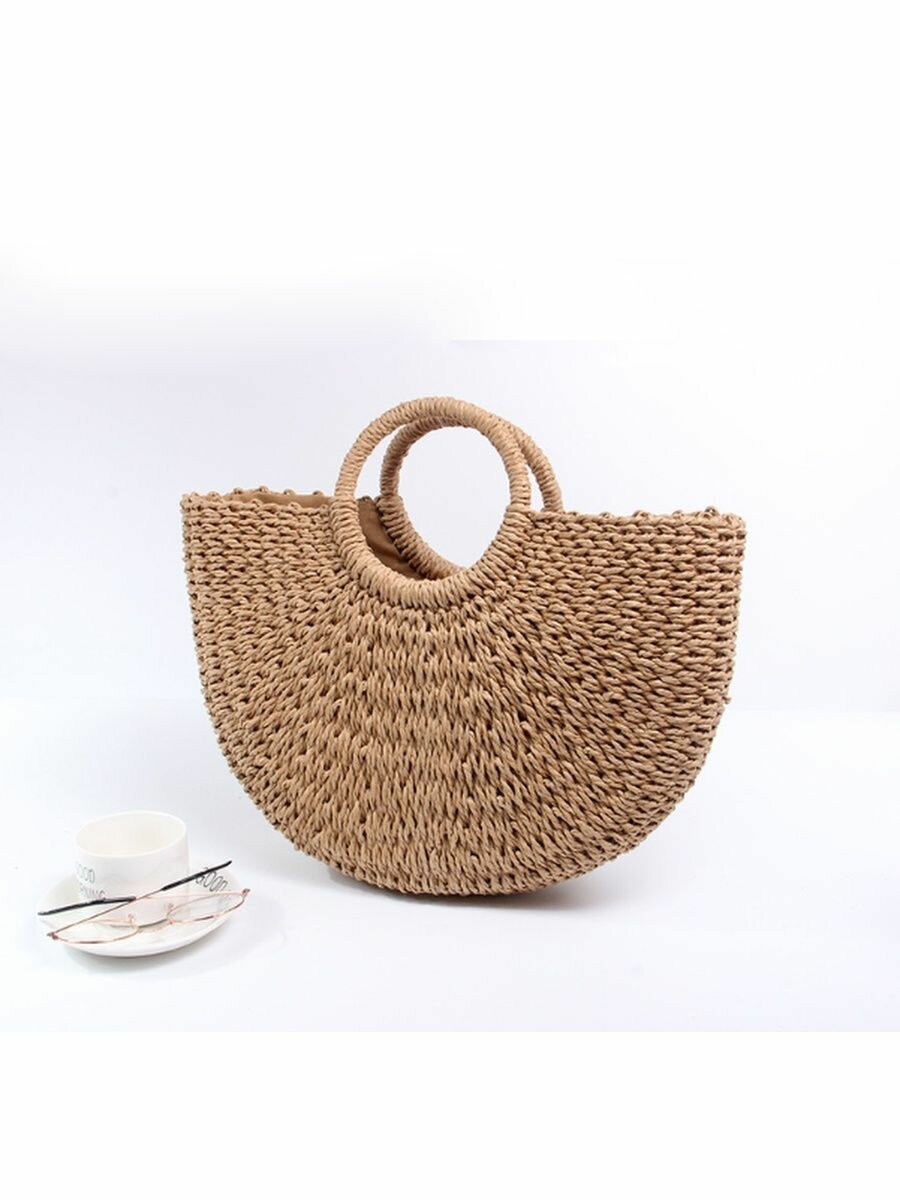 фото Сумка пляжная женская плетеная из соломы