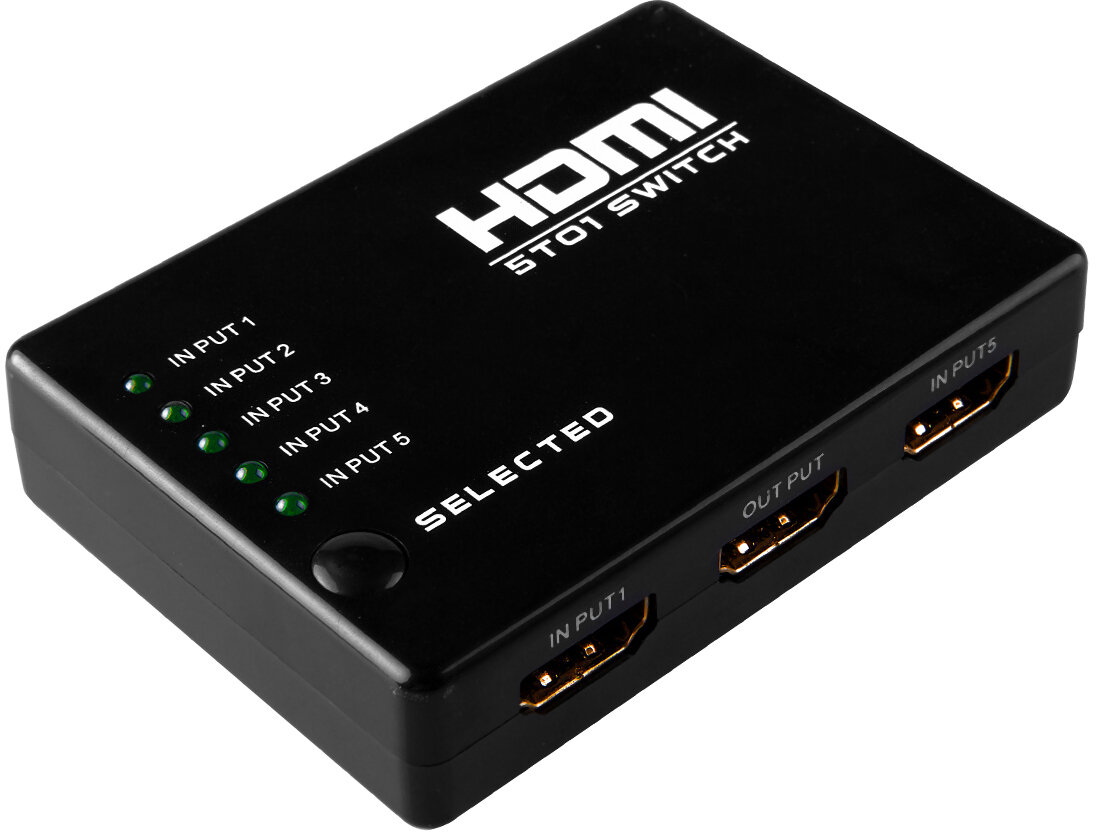 Greenconnect 5 x HDMI (f) - HDMI (f) Переключатель HDMI 5 x 1 Greenline, 1080P 60Hz, пульт ДУ, DeepColor 12-bit, GL-v501 GL-v501