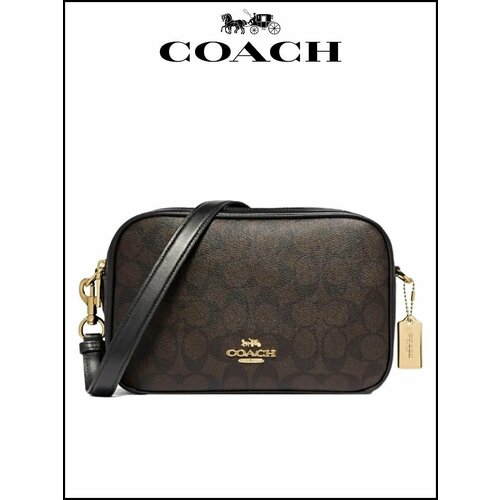 фото Сумка кросс-боди coach, фактура зернистая, коричневый