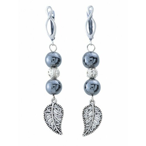 Серьги ФАБРИКА украшений Rock Leaf, гематит
