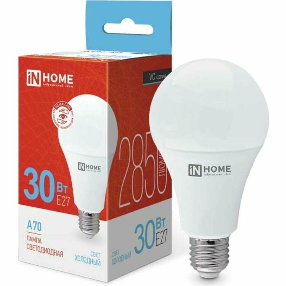 IN HOME Лампа сд LED-A70-VC 30Вт 230В Е27 6500К 2850Лм 4690612024165