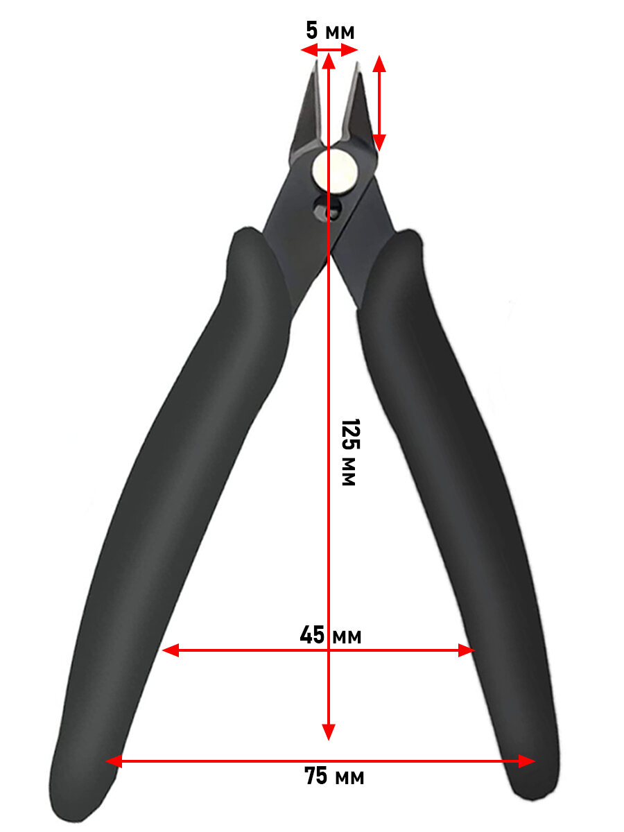 Бокорезы (кусачки) угловые Model 170 (медь до 1.0 мм, длина 130 мм, изгиб 45°, возвратная пружина) Черные
