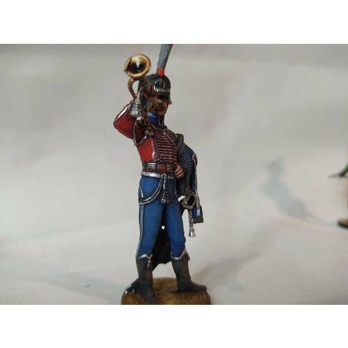 Оловянная фигурка 54-мм. Штаб-трубач сумского гусарского полка. Россия, 1810-14