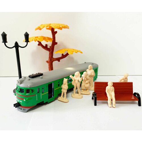 Набор игрушка поезд вагон электричка Эр-2 (металл) - 18 см с 6-ю пассажирами