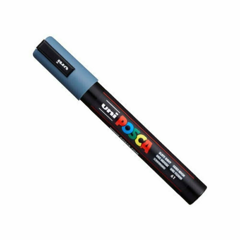 Маркер POSCA PC-5M, сине-серый, 1.8 - 2.5 мм, пулевидный наконечник(номер цвета 61)