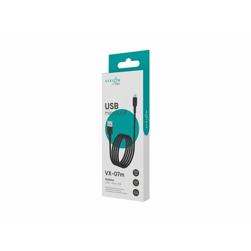 Кабель USB VIXION PRO (VX-07m) microUSB (1м) (чёрный)