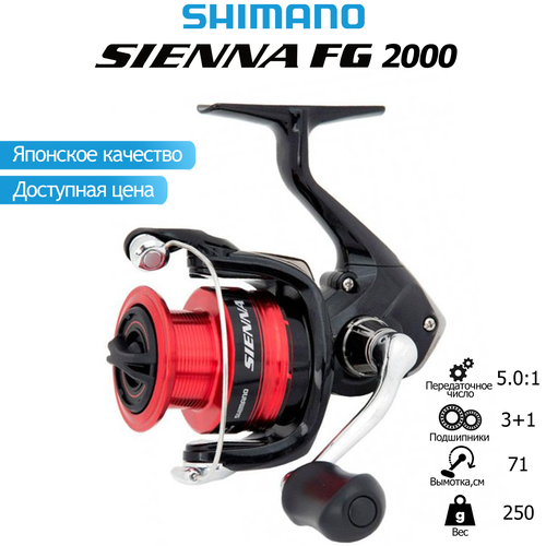 Катушка Shimano Sienna 2000 катушка shimano 19 sienna 2000 fg с леской 0 235мм 150м