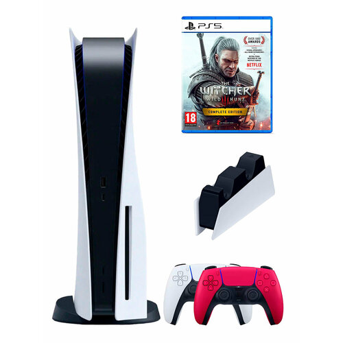 PS5 (ПС5) Игровая приставка Sony PlayStation 5 ( 3-я ревизия) + 2-й геймпад(красный) + зарядное +Wither