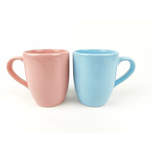 Керамические кружки 300 мл 2 штуки голубая и розовая конусной формы 864₽
