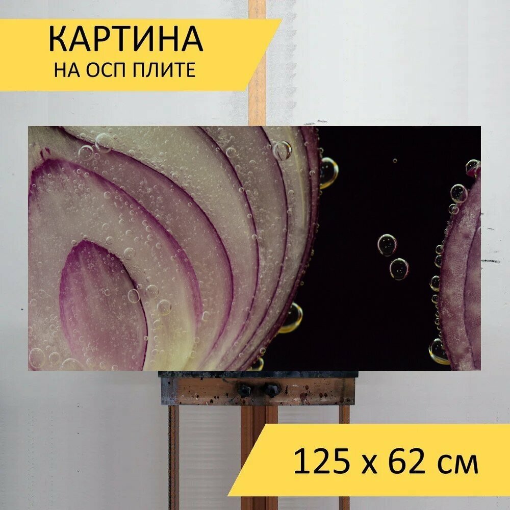 Картина на ОСП 125х62 см. "Лук, красный лук, сырой" горизонтальная, для интерьера, с креплениями