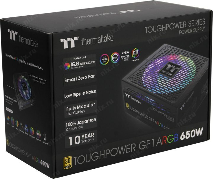 Блок питания THERMALTAKE Toughpower GF1 ARGB, 650Вт, 140мм, черный, retail [ps-tpd-0650f3fage-1] - фото №19