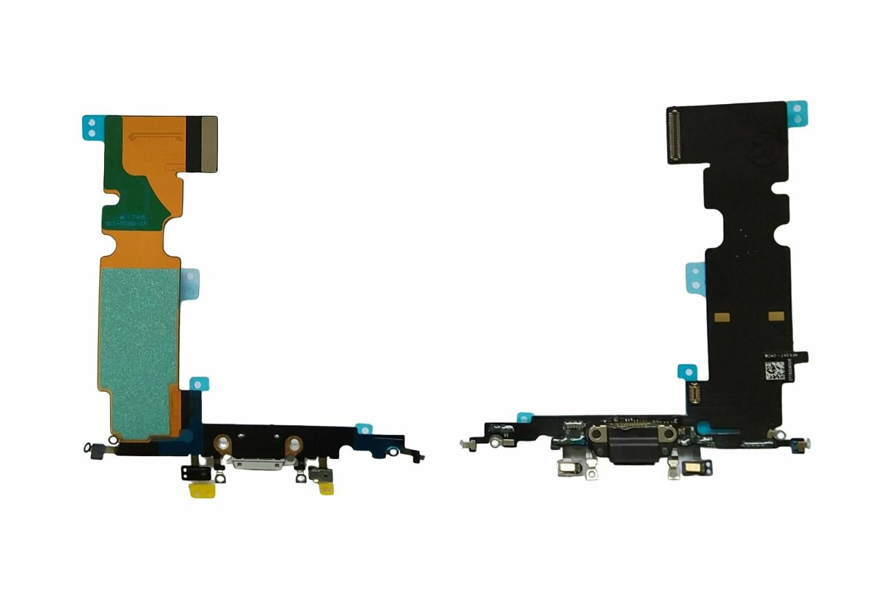 Шлейф iPhone 8 Plus с разъемом зарядки и микрофоном черный (PREMIUM)