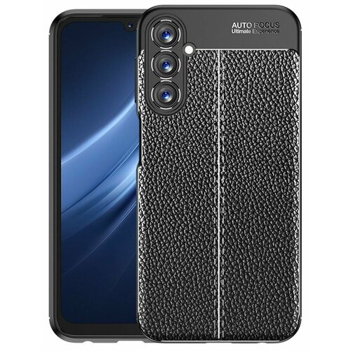 Накладка силиконовая для Samsung Galaxy A24 A245 под кожу чёрная чехол накладка krutoff soft case фнаф fnaf фокси для samsung galaxy a24 a245 черный