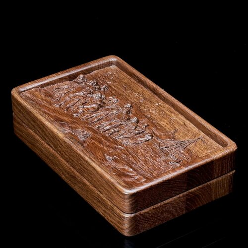 0066408/Домино D6 в резной дубовой шкатулке 