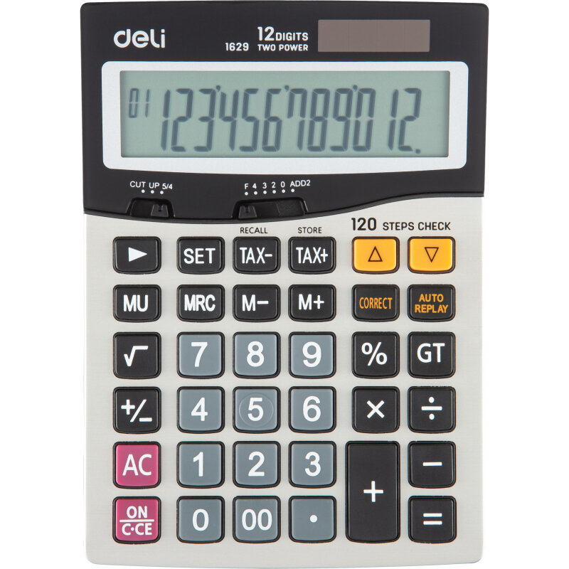 Калькулятор настольный комп. Deli E1629.12-р дв. пит181x130мм мет серебр