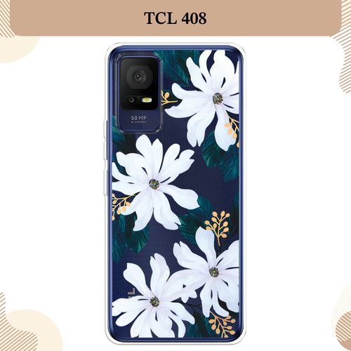 Силиконовый чехол Delilah Flower на TCL 408/405 / ТСЛ 408/405, прозрачный силиконовый чехол на tcl 408 405 тсл 408 405 у меня лапки прозрачный