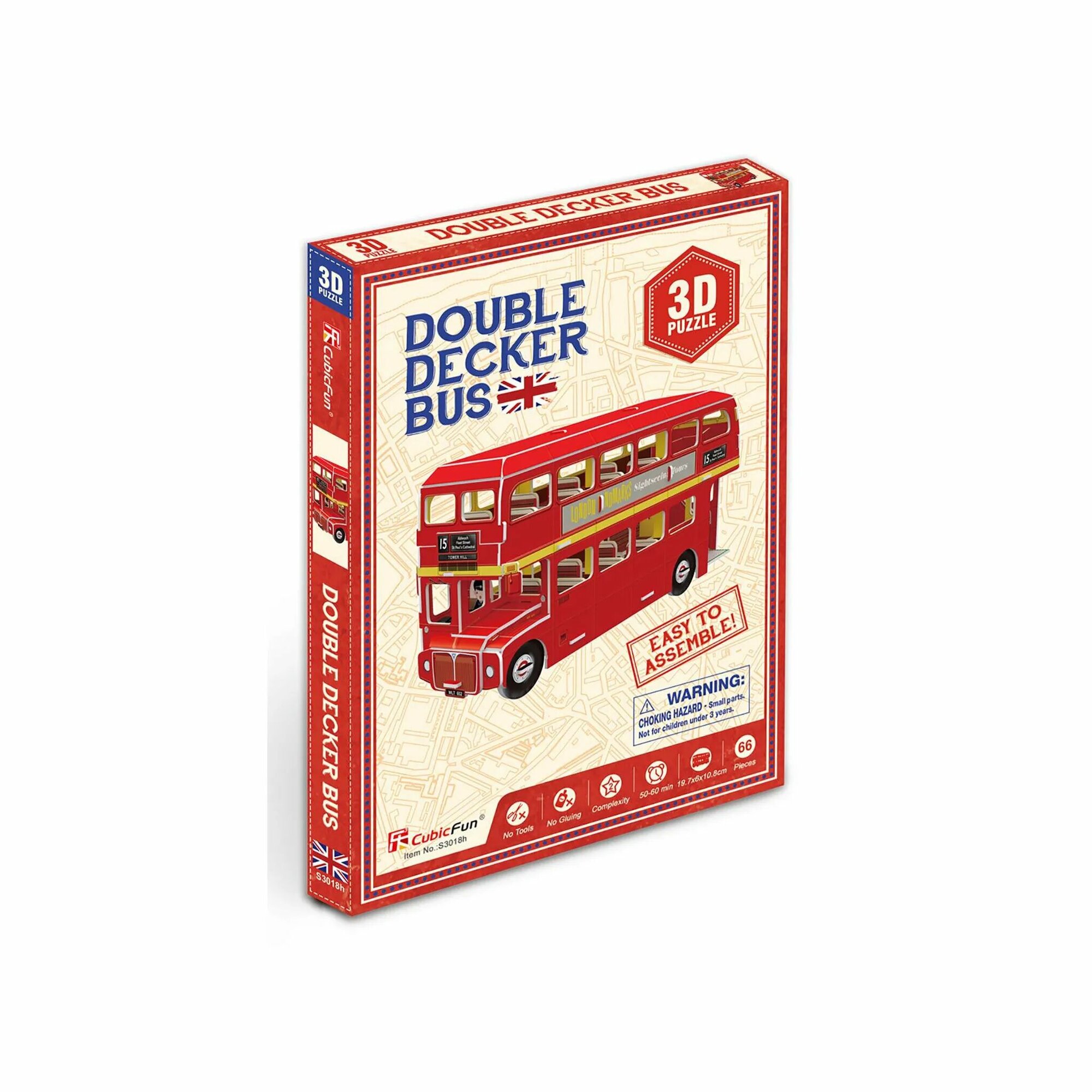 3D Пазл CubicFun Автобус Double-decker, 66 элементов - фото №7