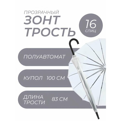 Зонт-трость Arman, бесцветный, черный