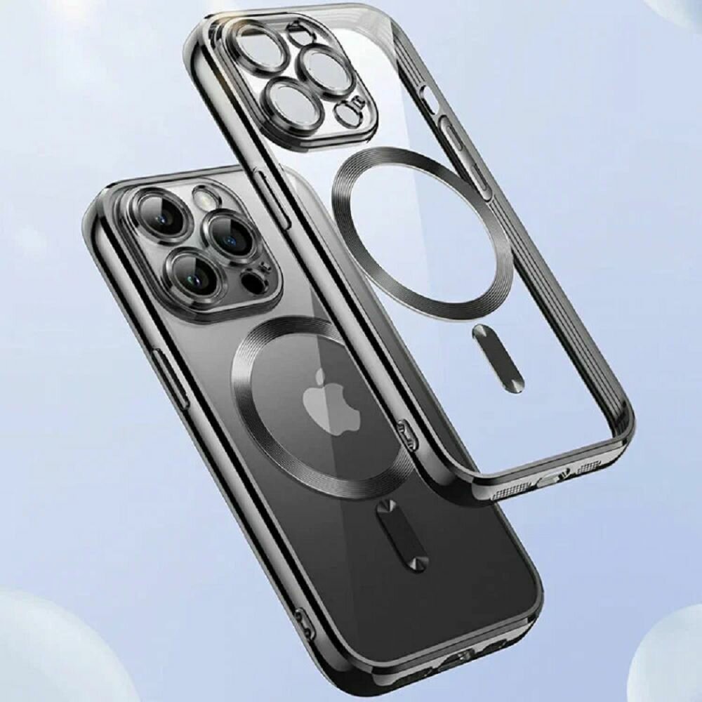 Чехол на iPhone 13 pro max Magsafe с защитой камеры черный