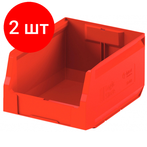 Комплект 2 штук, Лоток для склада logic store 300х225х150 красный (12.412)