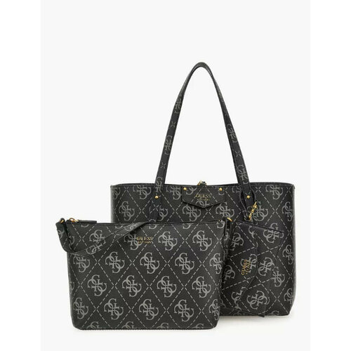 фото Сумка шоппер guess, фактура гладкая, черный