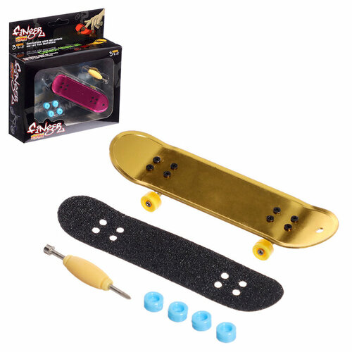 Фингерборд металлический Золотой трюк 2 комплекта колёс ключ цвет микс 315₽