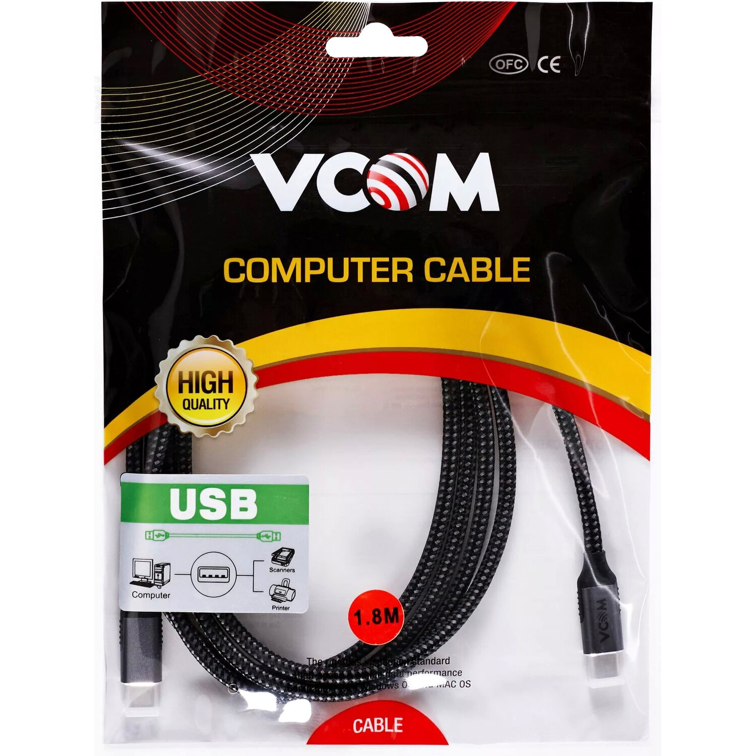 Кабель VCOM USB3.2 Gen2*2, CM/CM, 20Gbs, 100WT, 4K*60Hz, All shell, 1.8m - фото №10