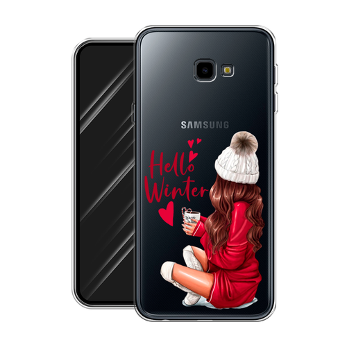 Силиконовый чехол на Samsung Galaxy J4 Plus 2018 / Самсунг Галакси J4 Плюс 2018 Hello winter, прозрачный