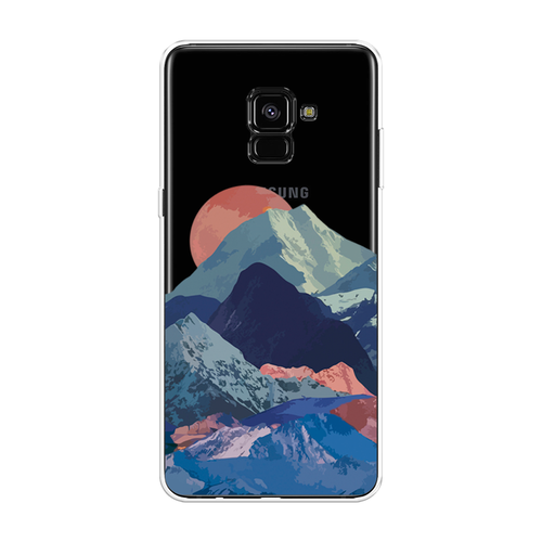 Силиконовый чехол на Samsung Galaxy A8 Plus 2018 / Самсунг Галакси A8 Плюс Закат в снежных горах, прозрачный силиконовый чехол на samsung galaxy a8 plus 2018 самсунг галакси a8 плюс hanya oni mask прозрачный