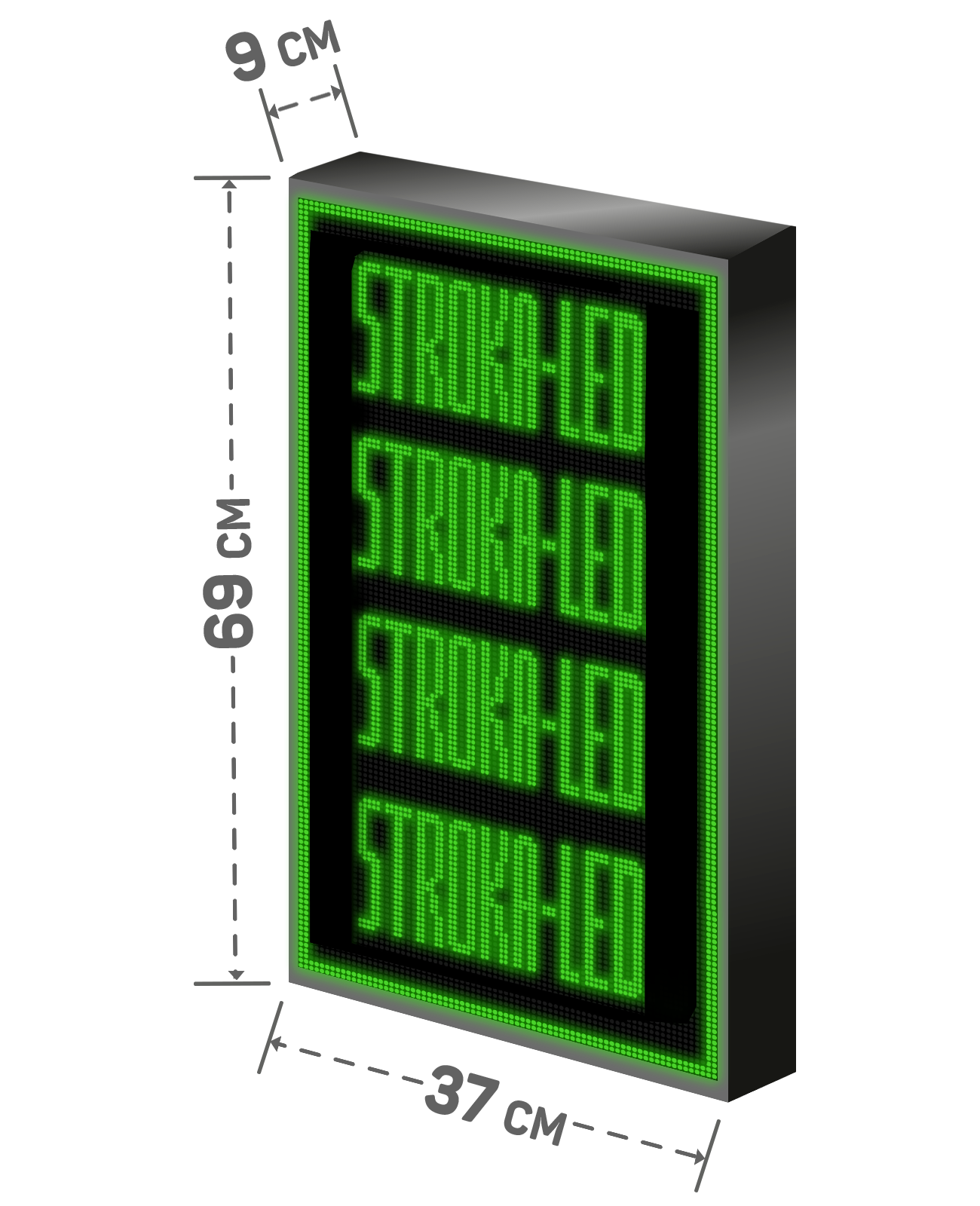 Бегущая строка/ Led /рекламная вывеска/ панель/37х69см