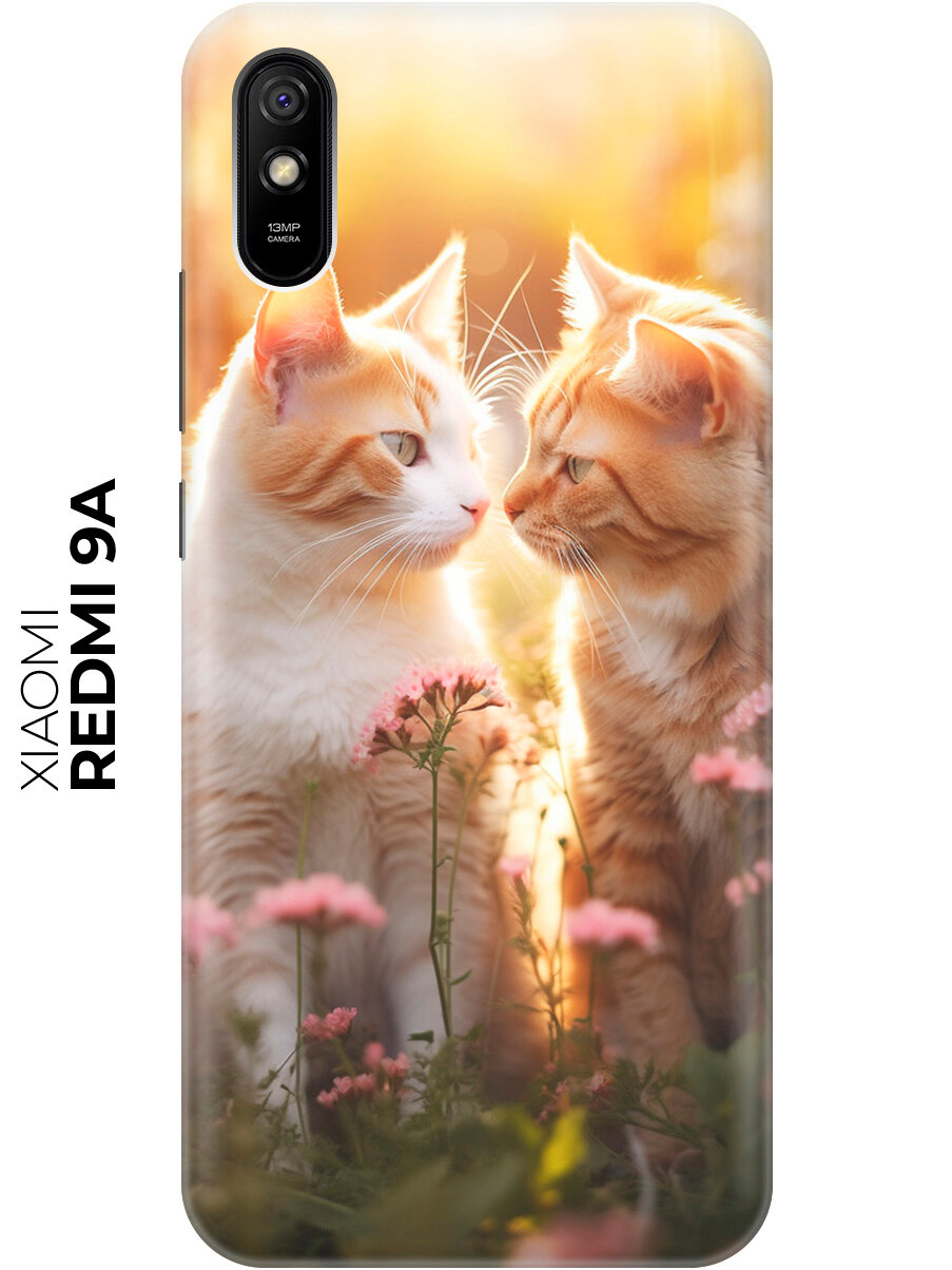 Силиконовый чехол на Xiaomi Redmi 9A / Сяоми Редми 9А с рисунком "Влюбленные котики"