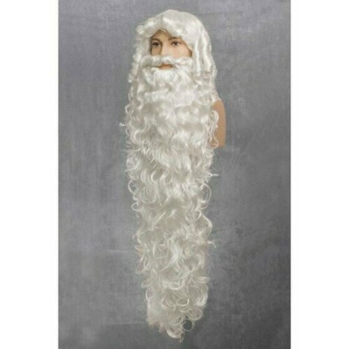 Парик и борода ДЕД мороз. Борода - 1 метр. карнавальный парик с бородой волшебник люкс седой парик борода парик мужской парик