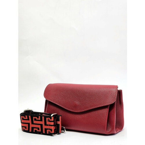 фото Сумка багет steffalini, фактура зернистая, красный