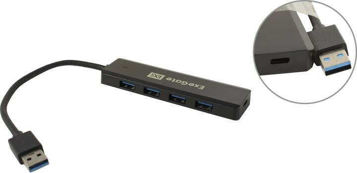 Концентратор Exegate 4-в-1 (кабель-адаптер USB3.0 --> 4xUSB3.0, Plug&Play, черный) - фото №8