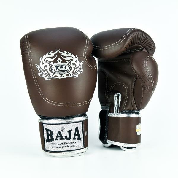 Перчатки боксерские Raja Boxing Double Line, 14 OZ, коричневый