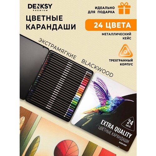 фото Набор карандашей в металлическом кейсе, подарочный denksy blackwood, 24 цвета