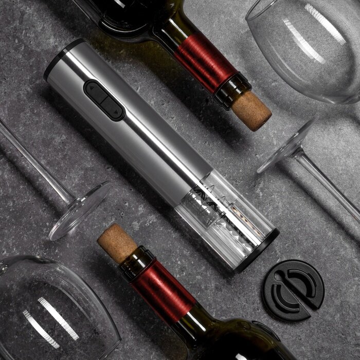 Штопор электрический Luazon LSH-07 от батареек металл серый 7585263