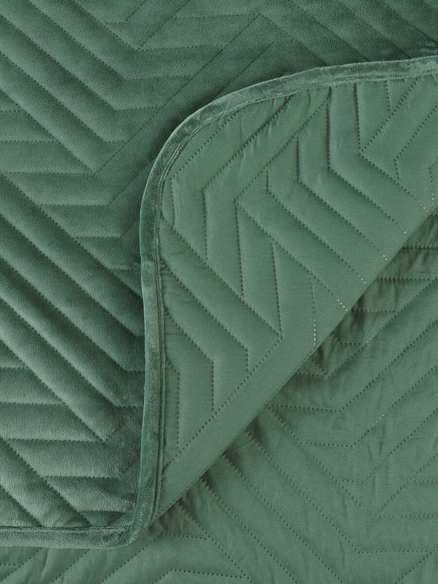 Плед покрывало 220х240см велюр, покрывало на кровать XH V5 зеленый - фотография № 5